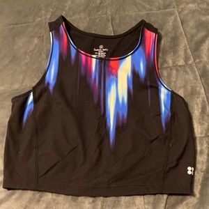Neon and black fitted crop top